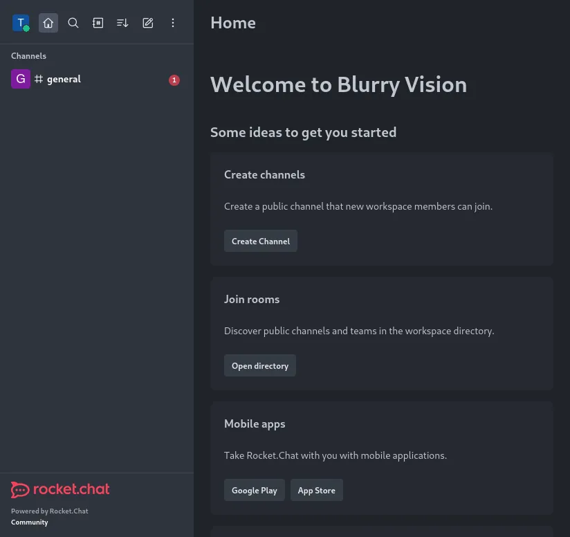 Blurry Vision chat home page