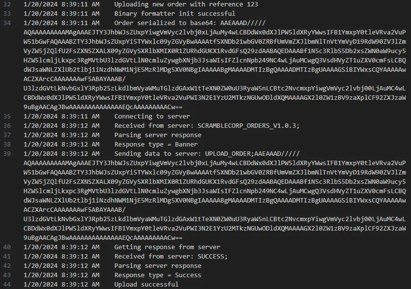 debug log upload order