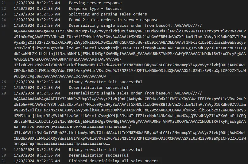 debug log