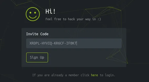 enter invite code