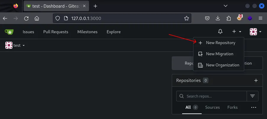 gitea new repo