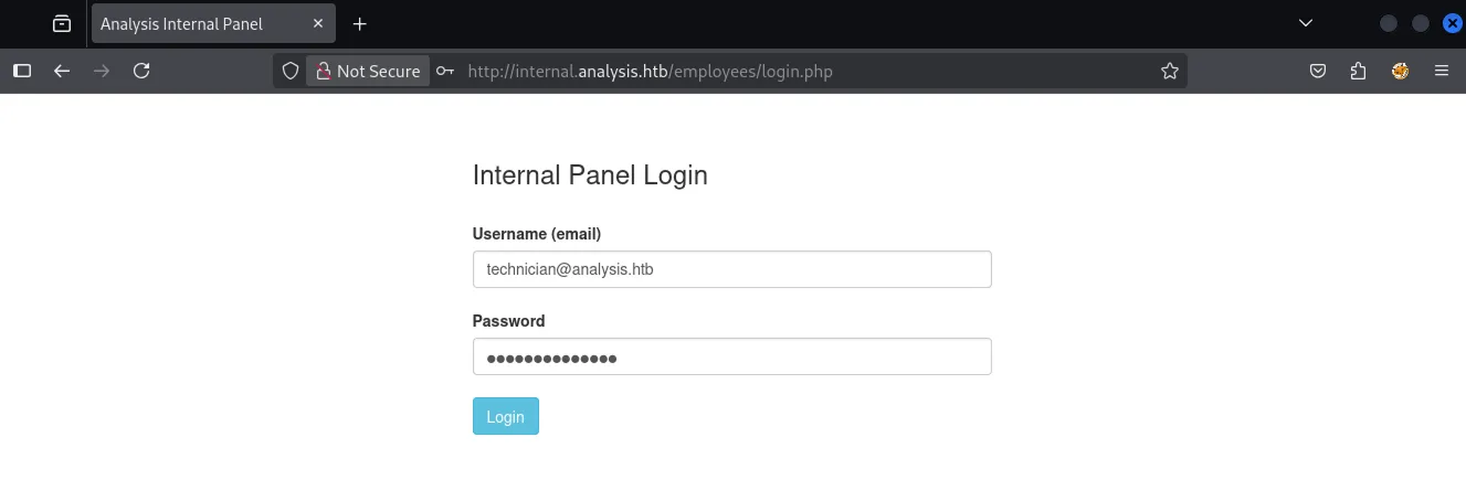 internal panel login as technician