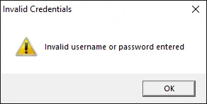 invalid credentials