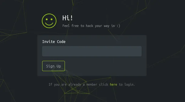 invite code form