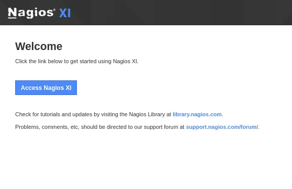 nagios XI welcome page