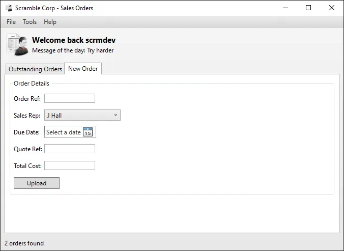 sales order client new order