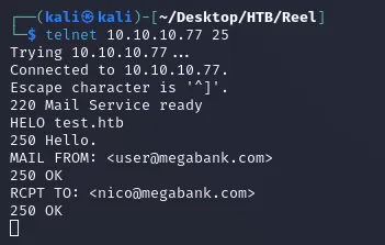 telnet SMTP