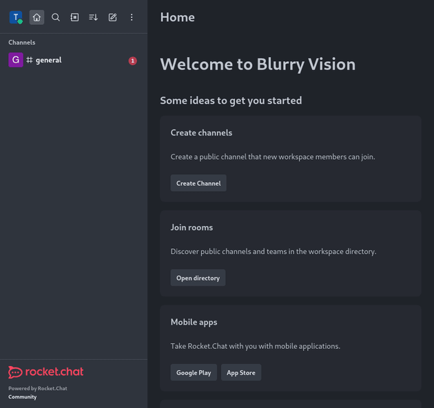 Blurry Vision chat home page