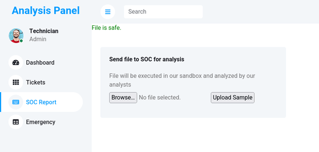 analysis panel upload sample bypass