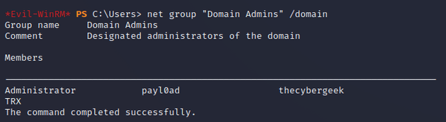 list domain admins