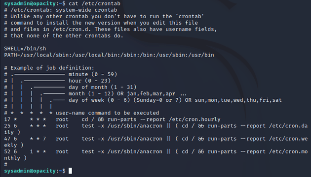 cat /etc/crontab