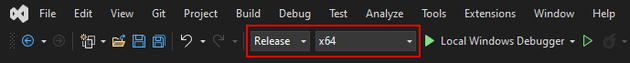 set visual studio build configuration to Release and x64