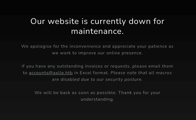 website maintenance message