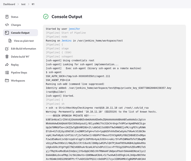 SSH key in Build Console Output