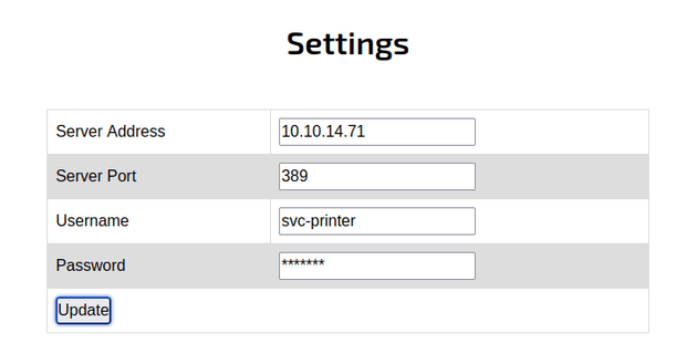 settings set tun0 address