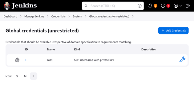 Global credentials root user