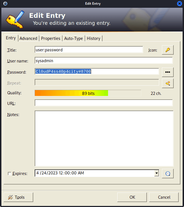 sysadmin password