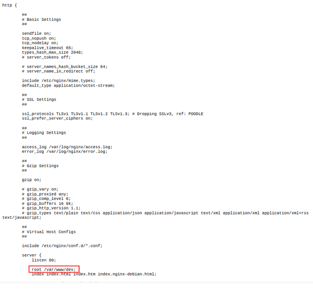 nginx.conf root directory