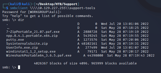 smbclient support-tools