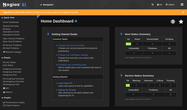 nagios XI svc dashboard