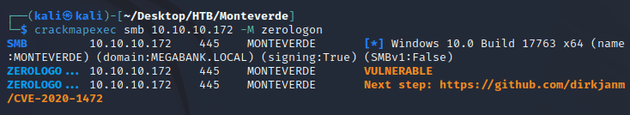 crackmapexec zerologon