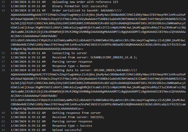 debug log upload order